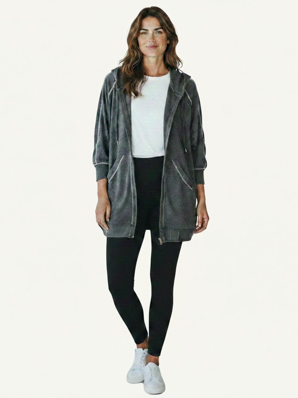 New Balance Jacket Womens Small Gray Cashmere Blend Full Zip Hooded NWT